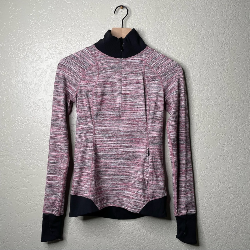 Lululemon Runderful 1/2 Zip Space Dye Camo Berry Rumble Multi Workout Jacket - Picture 5 of 13